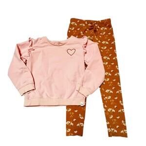 Love & Grow Heart Sweatshirt Fall Floral Set Size 7